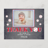 かわいい野球誕生日ありがとうフォトカード インビテーションポストカード (正面)