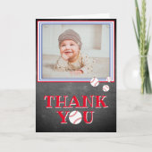 かわいい野球誕生日ありがとうフォトカード カード (正面)