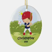 かわいい野球選手のスポーツのクリスマスのオーナメント セラミックオーナメント (右)