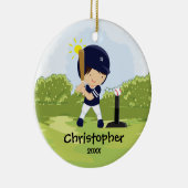 かわいい野球選手のスポーツのクリスマスのオーナメント セラミックオーナメント (右)