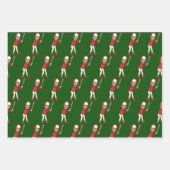 かわいい野球選手の子供の写真グリーンカスタム ラッピングペーパーシート (正面)