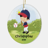 かわいい野球選手 スポーツ クリスマス オーナメント (左)