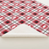 かわいい野生のクマとポーレッドホワイト&ブラックプレイド シェルパブランケット (3/4)