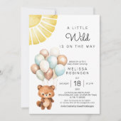 かわいい野生のクマの現代の風船 招待状 (正面)