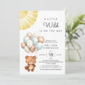 かわいい野生のクマの現代の風船 招待状 (スタンド正面)