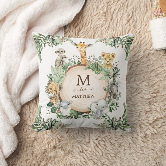 かわいい野生のサファリジャングルの動素朴物たち クッション (ブランケット)