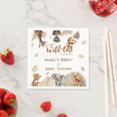 かわいい野生のサファリ動物の植物性ベビーシャワー スタンダードカクテルナプキン (インサイチュ)