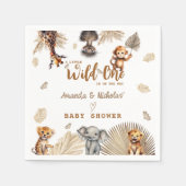 かわいい野生のサファリ動物の植物性ベビーシャワー スタンダードカクテルナプキン (正面)