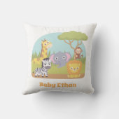 かわいい野生のサファリ動物の赤ちゃん名前保育園の装飾 クッション (裏面)