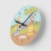 かわいい野生のサファリ動物キッズルームデコル ラウンド壁時計 (傾斜)