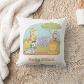 かわいい野生のサファリ動物 赤ちゃん名前 Nursery Decor クッション (ブランケット)