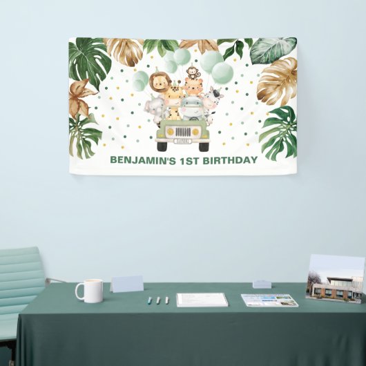 かわいい野生のジャングルサファリアニマルパレード 横断幕 (トレードショー)