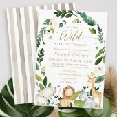 かわいい野生のジャングルサファリ動物の男の子の赤ちゃんシャワー 招待状