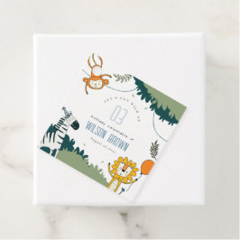 かわいい野生のジャングル動物の子供たち任意の年齢誕生日 フェイバータグ