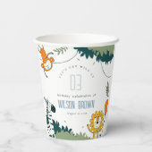 かわいい野生のジャングル動物の子供たち任意の年齢誕生日 紙コップ (裏面)