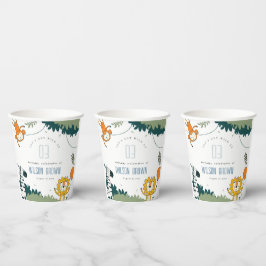 かわいい野生のジャングル動物の子供たち任意の年齢誕生日 紙コップ