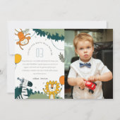 かわいい野生のジャングル動物の子供たち写真誕生日 サンキューカード (正面)