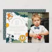 かわいい野生のジャングル動物の子供たち写真誕生日 サンキューカード (正面/裏面)