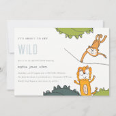 かわいい野生のジャングル動物キッド描誕生日招待状 サンキューカード (正面)