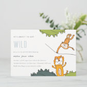 かわいい野生のジャングル動物キッド描誕生日招待状 サンキューカード (スタンド正面)