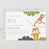 かわいい野生のジャングル動物キッド描誕生日招待状 サンキューカード (正面/裏面)