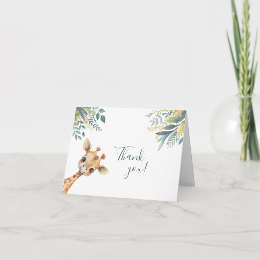 かわいい野生のジャングル動物 サンキューカード (正面)