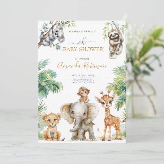 かわいい野生のジャングル動物 招待状 (スタンド正面)