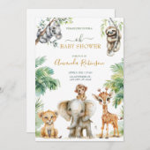 かわいい野生のジャングル動物 招待状 (正面/裏面)