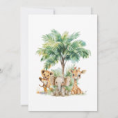 かわいい野生のジャングル動物 招待状 (裏面)