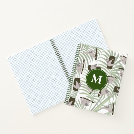 かわいい野生のスロー動物パターンジャングルモノグラム ノートブック (内部)