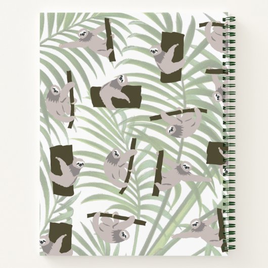 かわいい野生のスロー動物パターンジャングルモノグラム ノートブック (裏面)