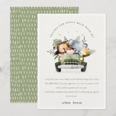 かわいい野生のトロピカルジャングル動物の車の誕生日 サンキューカード (正面/裏面)