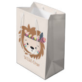 かわいい野生のライオンアド文字中抱き枕 ミディアムペーパーバッグ (裏面アングル)