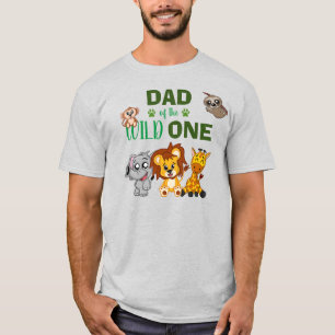 かわいい野生のワンジャングルサファリ動物パパTシャツ Tシャツ