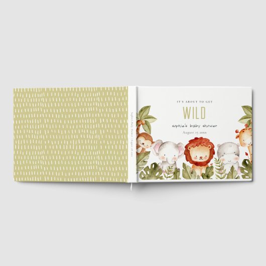 かわいい野生の熱帯サファリ動物の赤ちゃんシャワー ゲストブック (全面)