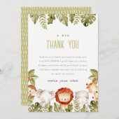 かわいい野生の熱帯サファリ動物の赤ちゃんシャワー サンキューカード (正面/裏面)