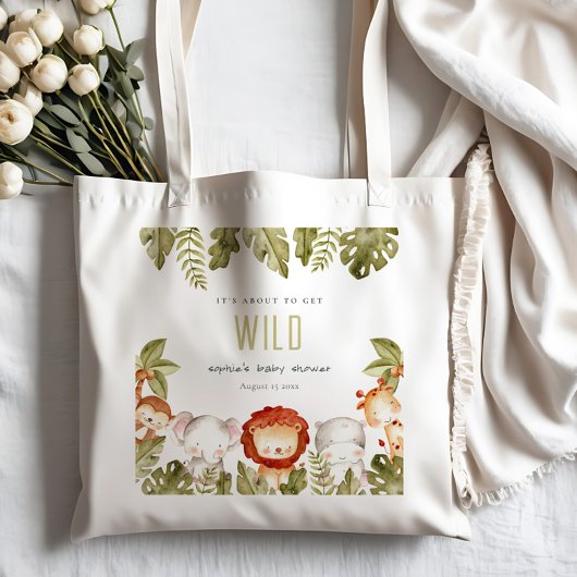 かわいい野生の熱帯サファリ動物の赤ちゃんシャワー トートバッグ