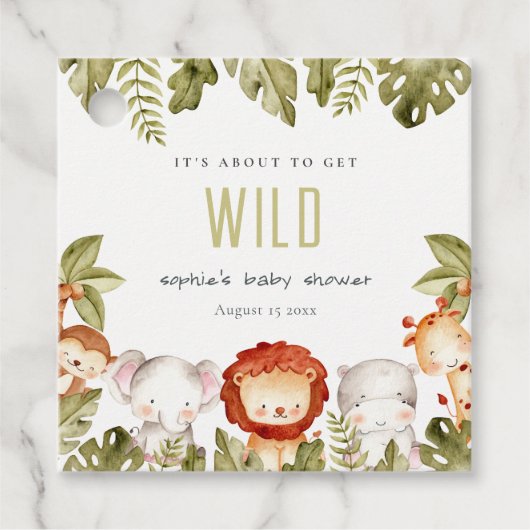 かわいい野生の熱帯サファリ動物の赤ちゃんシャワー フェイバータグ (正面)