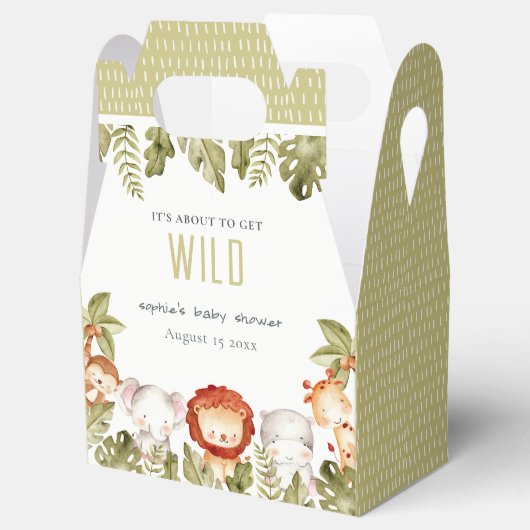 かわいい野生の熱帯サファリ動物の赤ちゃんシャワー フェイバーボックス (オープン)