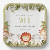 かわいい野生の熱帯サファリ動物の赤ちゃんシャワー ペーパープレート (正面)