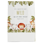 かわいい野生の熱帯サファリ動物の赤ちゃんシャワー ミディアムペーパーバッグ (裏面)