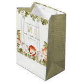 かわいい野生の熱帯サファリ動物の赤ちゃんシャワー ミディアムペーパーバッグ (裏面アングル)