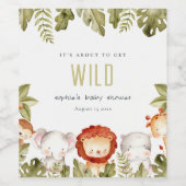 かわいい野生の熱帯サファリ動物の赤ちゃんシャワー ワインラベル (シングルラベル)