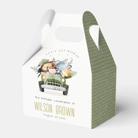かわいい野生の熱帯ジャングル動物in車の誕生日 フェイバーボックス (裏面サイド)
