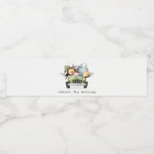 かわいい野生の熱帯ジャングル動物in車の誕生日 ペットボトルラベル (シングルラベル)