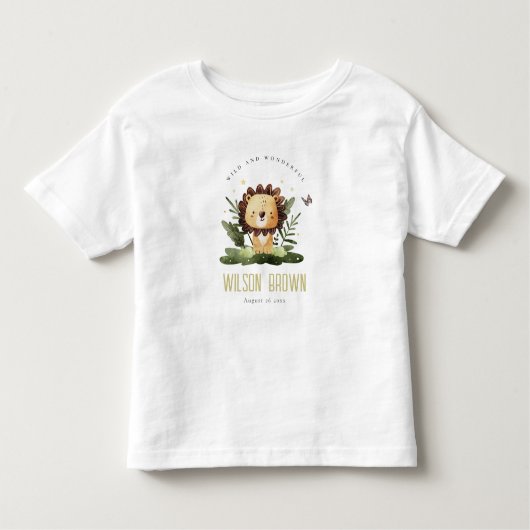 かわいい野生の素晴らしいジャングルアニマルライオン誕生日 トドラーTシャツ (正面)