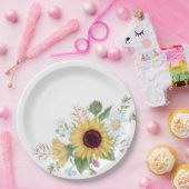かわいい野生の花とひまわりとダリア ペーパープレート (パーティー)