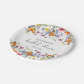かわいい野生の花と蝶の花のブライズシャワー ペーパープレート (アングル)