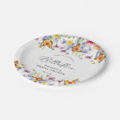 かわいい野生の花と蝶の花のブライズシャワー ペーパープレート (アングル)