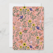 かわいい野生の花と鳥茶パーティー赤ちゃんシャワー 招待状 (裏面)